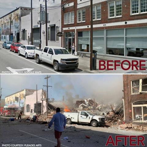 A look at Duke Street before and after an explosion on Wednesday morning. 