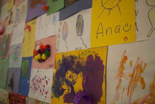 One of the walls at Casa Providencia is covered in artwork made by the children
