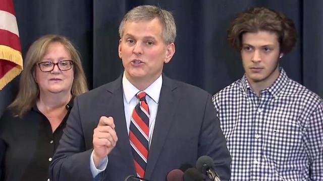 Attorney General Josh Stein announces a lawsuit against e-cigarette maker Juul Labs at a May 15, 2019, news conference.