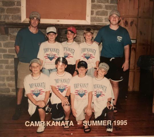 Ryan Eves, Camp Kanata's executive director, spent his first overnight camp at Kanata in 1995. He's pictured in the top left of the group with the white hat and glasses.
