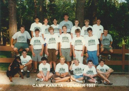 Ryan Eves, Camp Kanata executive director, is pictured as a camper at Kanata in 1997. He's in the top right with the blond bowl cut. 
