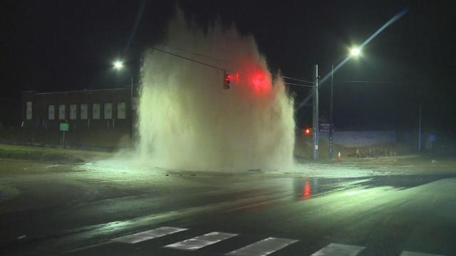 Wow! Mountain of water closes north Raleigh intersection