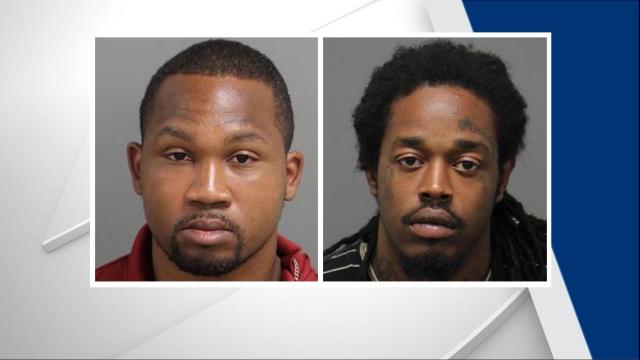 Javonta Lakeith Williams, 25, of Roselle Court in Raleigh (right), was charged with first-degree murder, attempted robbery with a dangerous weapon and conspiracy robbery with a dangerous weapon, according to Garner police. Another man, Quinn Louis Giles, 28, of Merrell Drive in Raleigh (left) was arrested and charged with attempted robbery with a dangerous weapon and conspiracy to commit robbery with a dangerous weapon.