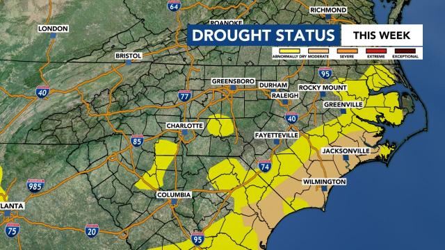 No change to the Drought Monitor this week for our part of NC.  A few of our eastern counties are abnormally dry.  Unfortunately there is very little rain in the forecast for the next week.  @wralweather
