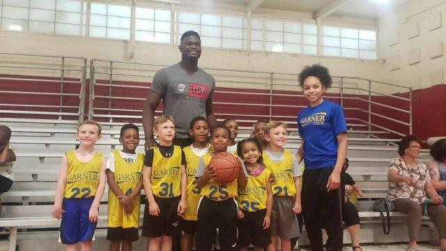 Zion Williamson in Garner's 5-7 league? The basketball standout takes time to visit with local kids