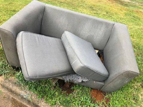 Couch where teen girl was sitting watching fireworks when she was struck by bullet