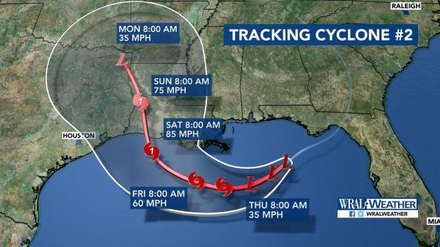 The National Hurricane Center has named the disturbance in the Gulf of Mexico Potential Tropical Cyclone #2. It is not a tropical system yet but they went ahead and started issuing advisories because of two things, their confidence is high that this will become Barry and two, its close proximity to land. It's an excellent idea to get the word out about this storm before if rapidly develops into a hurricane close to land. It is expected to become a Category One hurricane by Friday with top winds right now forecast at 85 mph. As of this time there will be no impact to North Carolina. If that changes we will let you know. @WRALWeather