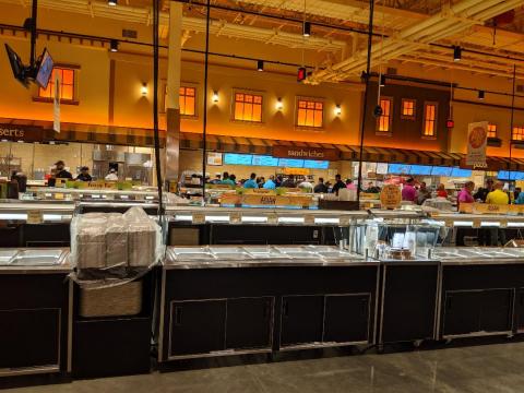 Wegmans hot and cold bars, sandwich and pizza stations
