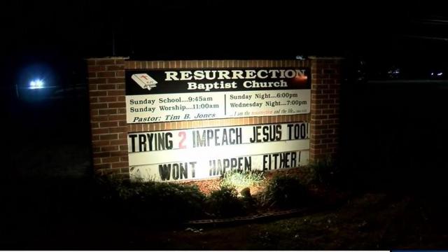 NC church's sign about impeachment getting national attention