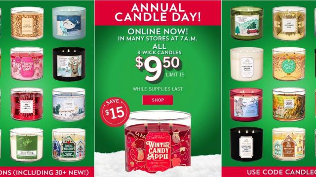 Bath & Body Works Annual Candle Sale: 3-Wick Candles only $9.50 (reg  $24.50)!