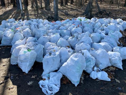 Volunteers at Falls Lake collected over 500 bags of trash
