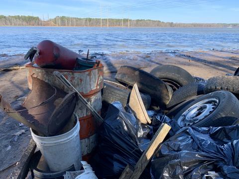 The shoreline of Falls Lake was covered in a decade's worth of trash.