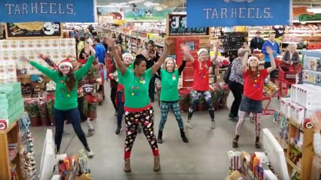 Employees at Chapel Hill Trader Joe's treat shoppers to holiday dance
