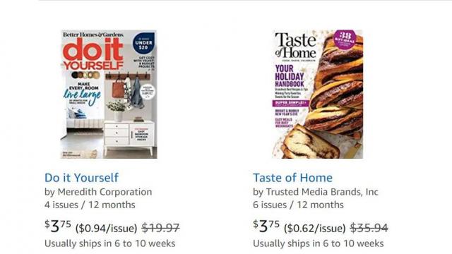 Magazine subscriptions only $3.75 on 12/31