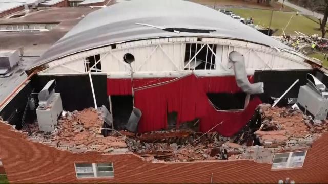 School closed after gym's roof collapses during storms