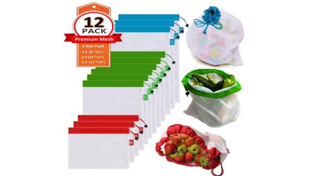 Reusable Mesh Produce Bags with Drawstring 12 Piece Set only $9.99
