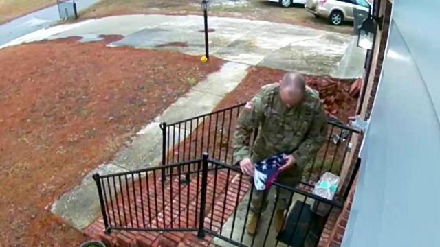 Caught on cam: Unknown uniformed service member folds fallen flag 