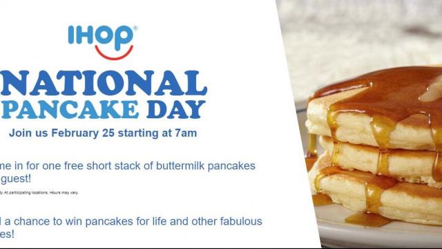 IHOP: FREE pancake stack on 2/25 + All you can eat pancakes with purchase now 