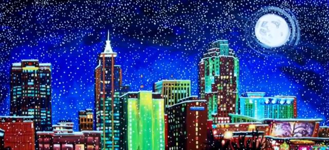 City of Raleigh skyline art by Tommy Midyette