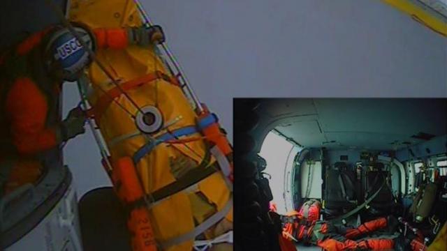 Raw: Coast Guard rescues man from cargo ship off Hatteras Island
