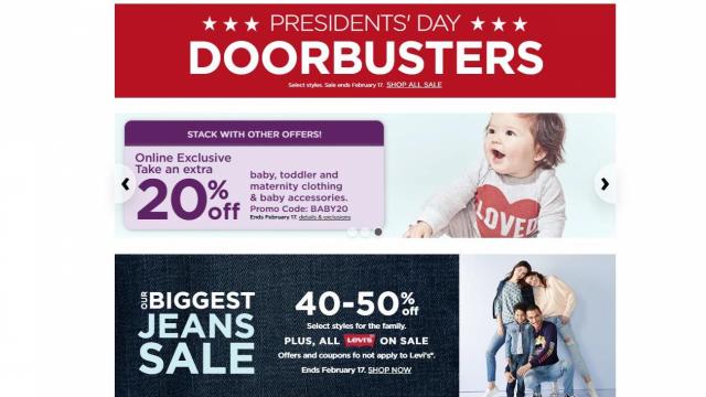 Kohl's: 50% off jeans, 30% off coupon, 20% off baby coupon through Feb. 17