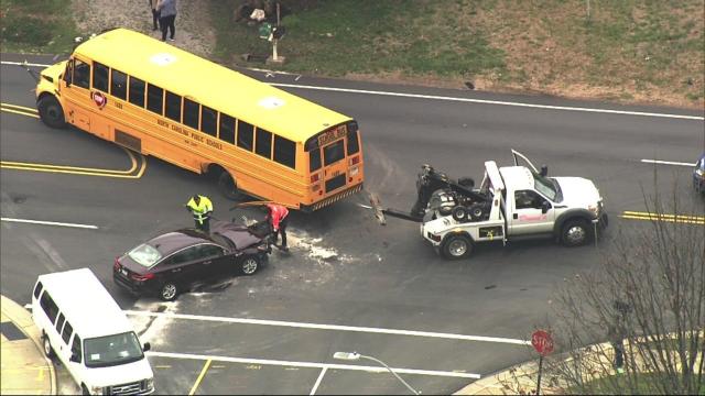 RAW SKY5 VIDEO: School bus, car collide near Dillard Drive Middle; minor injuries reported
