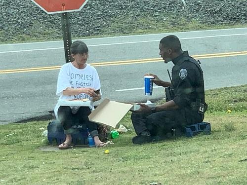 'Touched by an angel': Goldsboro police officer eats lunch with homeless woman