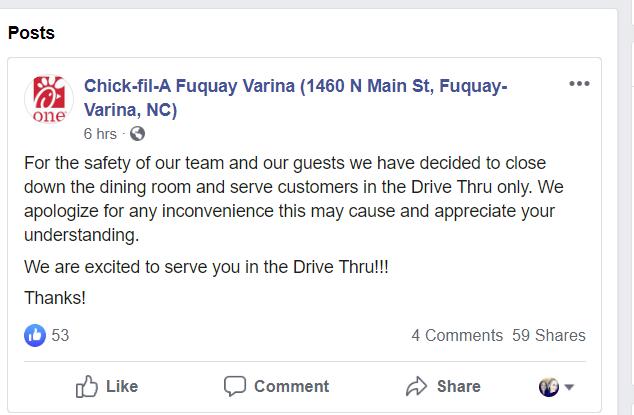 Some restaurants closing dining rooms and only offering drive-through