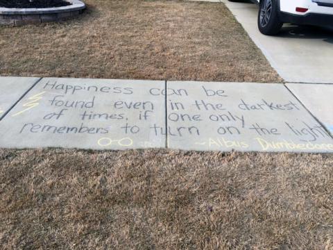 In Cypress Meadow, in Fuquay-Varina, those who are getting some steps will see messages of hope and reassurance on the sidewalk. Parents and kids are using chalk to provide that encouragement, and they hope the idea will spread.