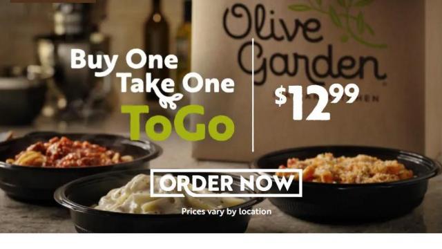 Olive Garden: Buy One Take One To Go Deal for $12.99