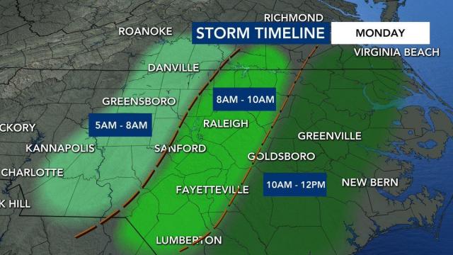 Here's a look at the timing for the severe storms tomorrow. We expect all of the activity to be gone from the viewing area by noon. The threats tomorrow include damaging wind gusts, large hail up to the size of golf balls and a few tornadoes.