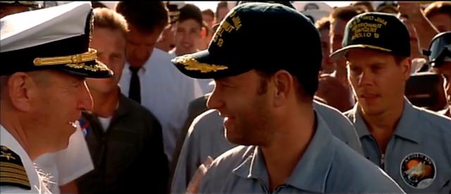 Jim Lovell's uncredited cameo appearance in Apollo 13 (1995) as the Captain of USS Iwo Jima (Courtesy: Universal Pictures)