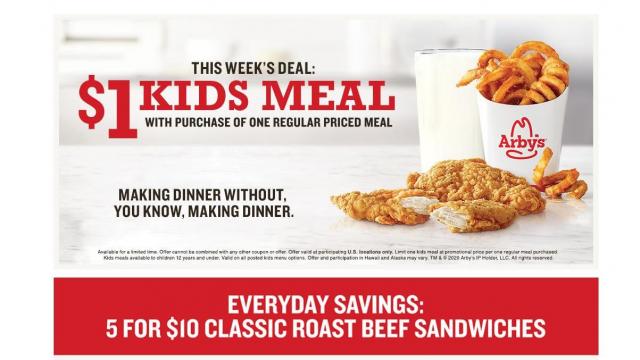 Arby's: $1 Kids Meal with purchase of regular price meal
