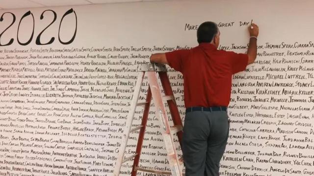 Apex Friendship High School principal creates 'Class of 2020' wall for seniors