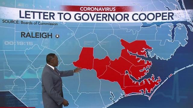 Seven counties call on Gov. Cooper to allow them to reopen under Phase 1