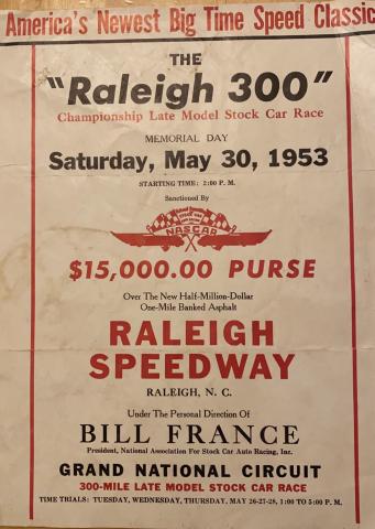 Raleigh Speedway advertisement. Image courtesy of David Bass.