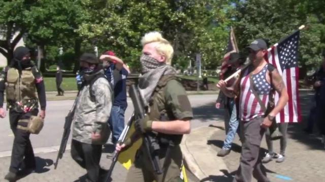 Raleigh police investigating armed protest group