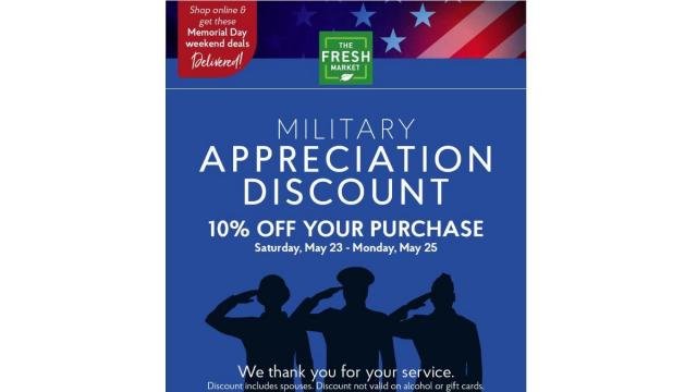 The Fresh Market offering 10% discount to veterans May 23-25