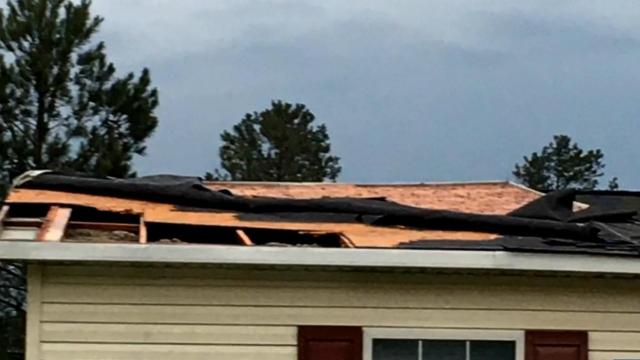 Roof torn off home in Raeford County
