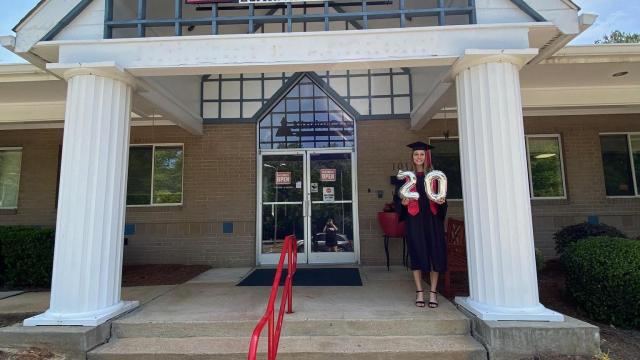 Instead of having a traditional graduation on campus, Sarah Barnes and her family decided to celebrate by revisiting her schools throughout the years starting from preschool and through high school. Photo from Sarah Barnes. 
