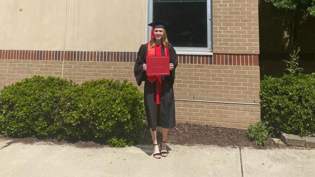 Instead of having a traditional graduation on campus, Sarah Barnes and her family decided to celebrate by revisiting her schools throughout the years starting from preschool and through high school. Photo from Sarah Barnes. 