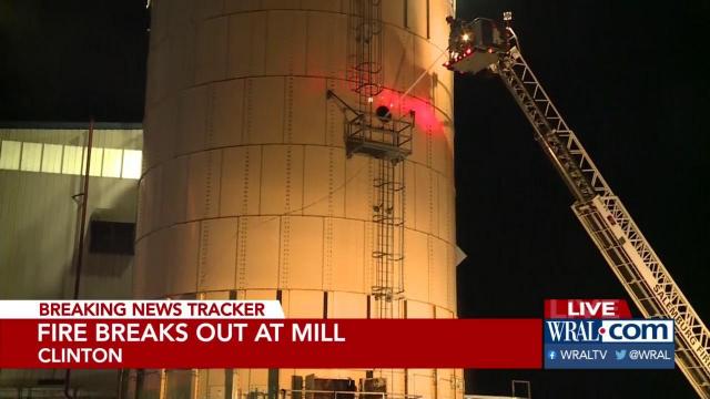 Silo fire burns at Clinton pork and poultry farm