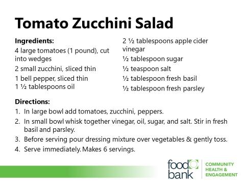 Tomato Zucchini Salad (recipe courtesy The Food Bank of Central & Eastern North Carolina)