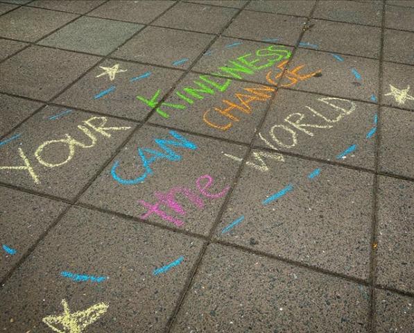People chalked messages of kindness