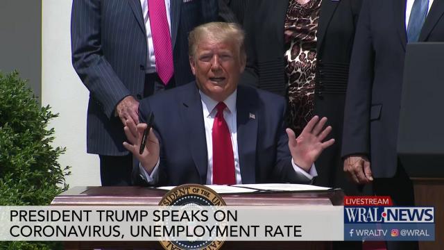 Trump speaks on latest US unemployment rate, now at 13.3%