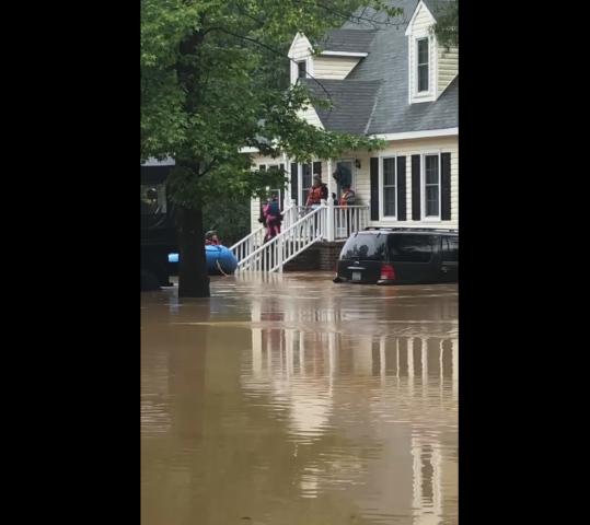 Crews rescue family from flooded home in Rocky Mount