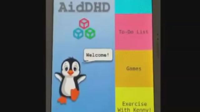 A penguin named Kenny guides users through AidDHD app.