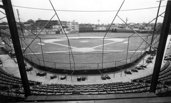 Devereux Meadow baseball stadium in downtown Raleigh. Courtesy of the State Archives of North Carolina.
