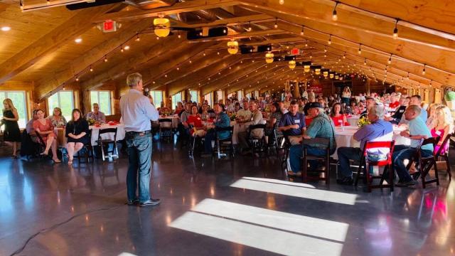 Lt. Gov. Dan Forest campaign event, Iredell County, July 14, 2020. Photo via Forest gubernatorial campaign Facebook page.