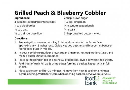 Grilled Peach & Blueberry Cobbler Recipe (photo courtesy Food Bank of Central & Eastern North Carolina)